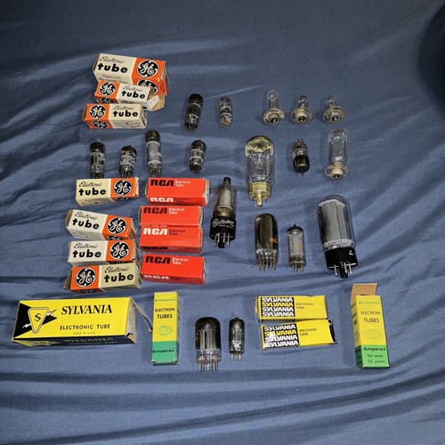 Vtg Huge Lot Electron Vacuum Tubes & Parts various untested!! 34 Tubes