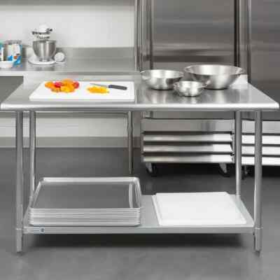 Stainless Steel 60'' x 24'' NSF Kitchen Restaurant Work Prep Table with Backsplash