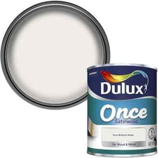 Dulux Paint Once Satinwood Pure Brilliant White Wood Metal Paint 2.5L