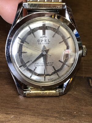 Vintage Opel Deluxe Manual Winding Calendar Silver Dial Men's