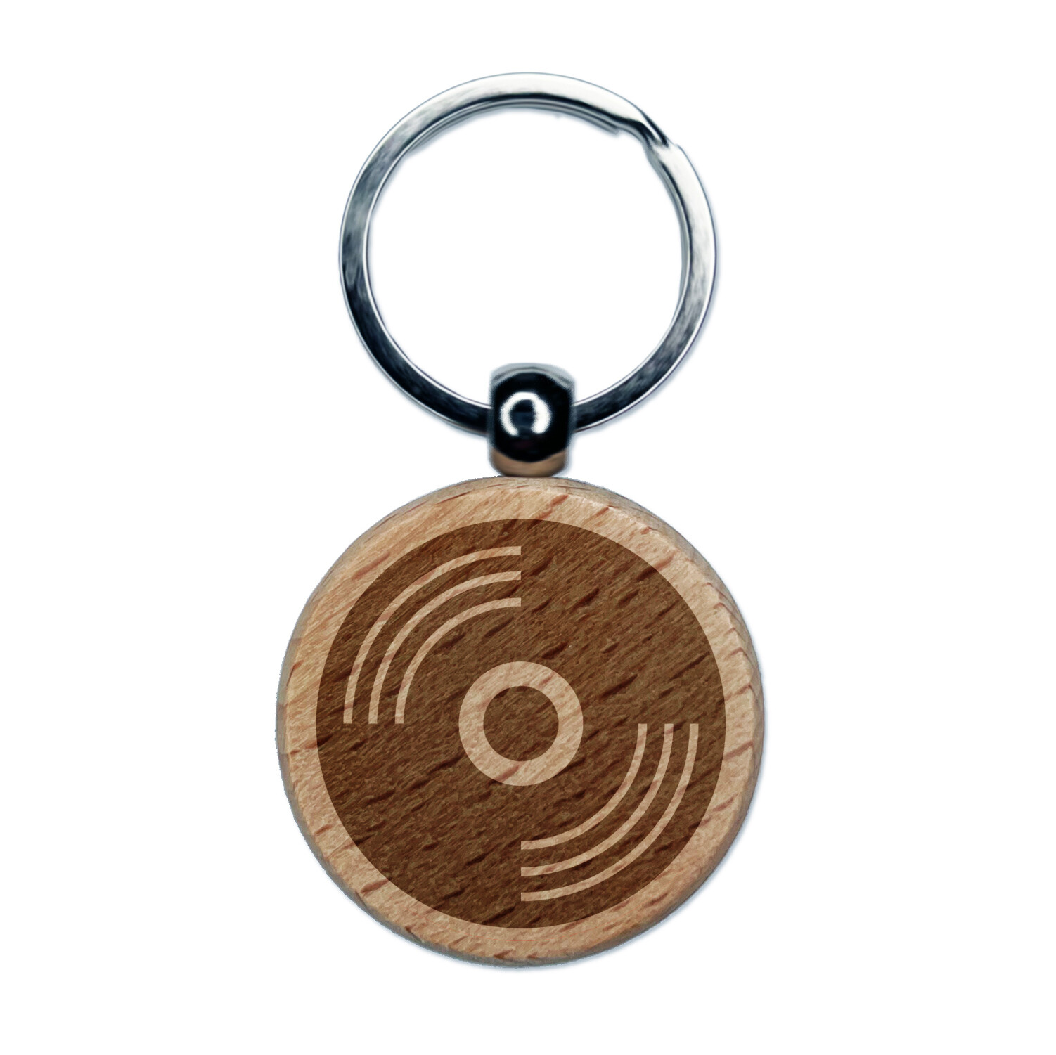 Record Vinyl Music Engraved Wood Round Keychain Tag Charm