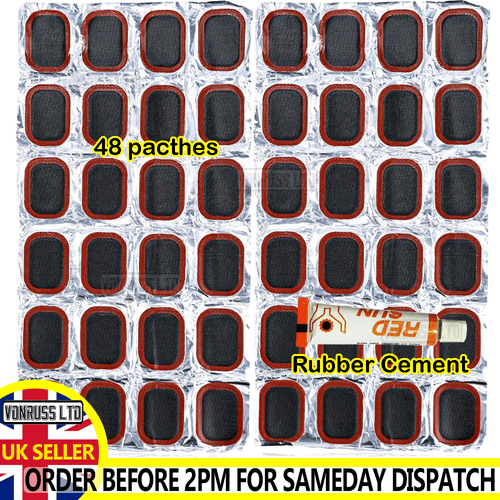 48 Parches de punción + Pegamento BICICLETA NEUMÁTICO TUBO BICICLETA KIT HERRAMIENTAS PARCHES DE CICLO - Imagen 1 de 3
