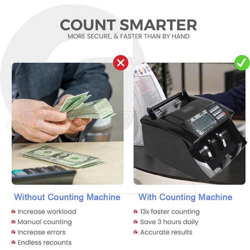 Automatic Bill Counter Money Cash Counter Machine Notes Counting Machine New - Picture 6 of 12