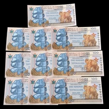 10pcs Zimbabwe One Yottalillion Dollars Banknotes Serial Number Uncurrnt Money