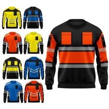 Hi Viz Vis Sweatshirt Top High Visibility Safety Security Work Wear Top