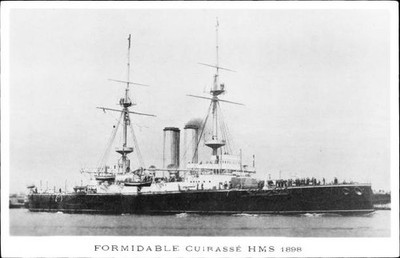 British Royal Navy Battleship Cruiser Hms Formidable Shipping Naval Old Photo
