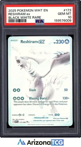Pokemon 2025 Reshiram ex 173/086 Black White Rare White Flare GEM MINT PSA 10