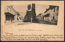 CPA St-Denis /Ile de la Réunion, Rue de l´Église, Rue du Barachois, vues de rue 