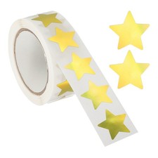 3/4" Star Stickers, 500 Pcs Self-Adhesive Metallic Foil Stars, Metallic Gold