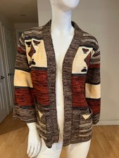 VINTAGE FINE QUALITY SWEATERS AZTEC BOHO HIPPIE CARDIGAN SWEATER SZ M MEDIUM