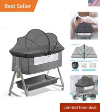 Bassinet Mosquito Net Cover for Baby Crib Travel Sleeper with Zipper Black Small