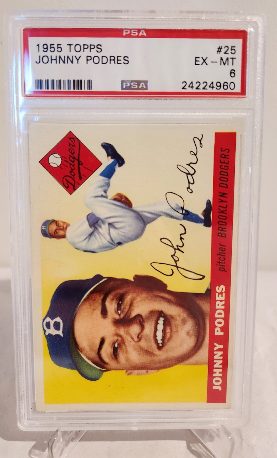 1955 Topps - Johnny Podres #25 PSA 6 EX-MT