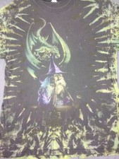 Vintage Eye Dye Tshirt Mens Wizard Dragon Fan...