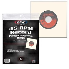 100 BCW 45 RPM Record Poly Bags 2 mil Archival Quality Safe For 7" Vinyl Albums