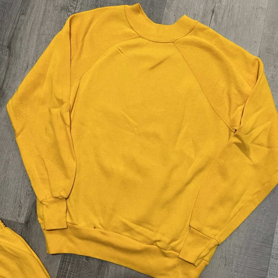De Colección Años 70/80 Amarillo Blanco Traje de Sudadera Atlético Algodón Cordón Pantalones de Sudadera Nuevos con Etiquetas Foto 3 de 4