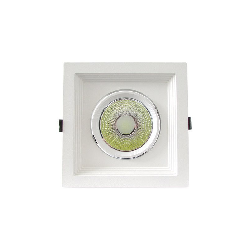 Faro Led Da Incasso COB 30W Bianco Freddo 220V Quadrato Orientabile Con Rifletto