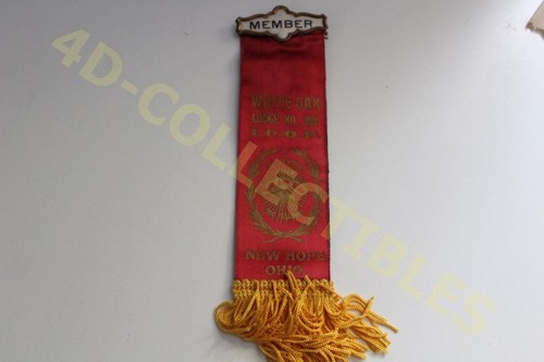 Vintage Ribbon Badge Member White Oak Lodge No. 292 IOOF Odd Fellows New Hope OH - Picture 1 of 4