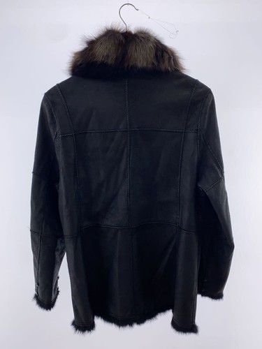 BALMAIN Leather Jacket Blouson Free Used Blk Rabbit Fur Used - Picture 2 of 8
