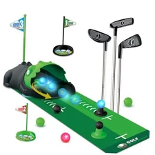 Upgraded Kids Toy Golf Set with Dinosaur Automatic Golf Returner, Led Light Up 