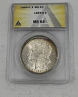 1884(O)-U.S- Silver Morgan $1- .900 Early American Silver-ANACS Graded MS 63