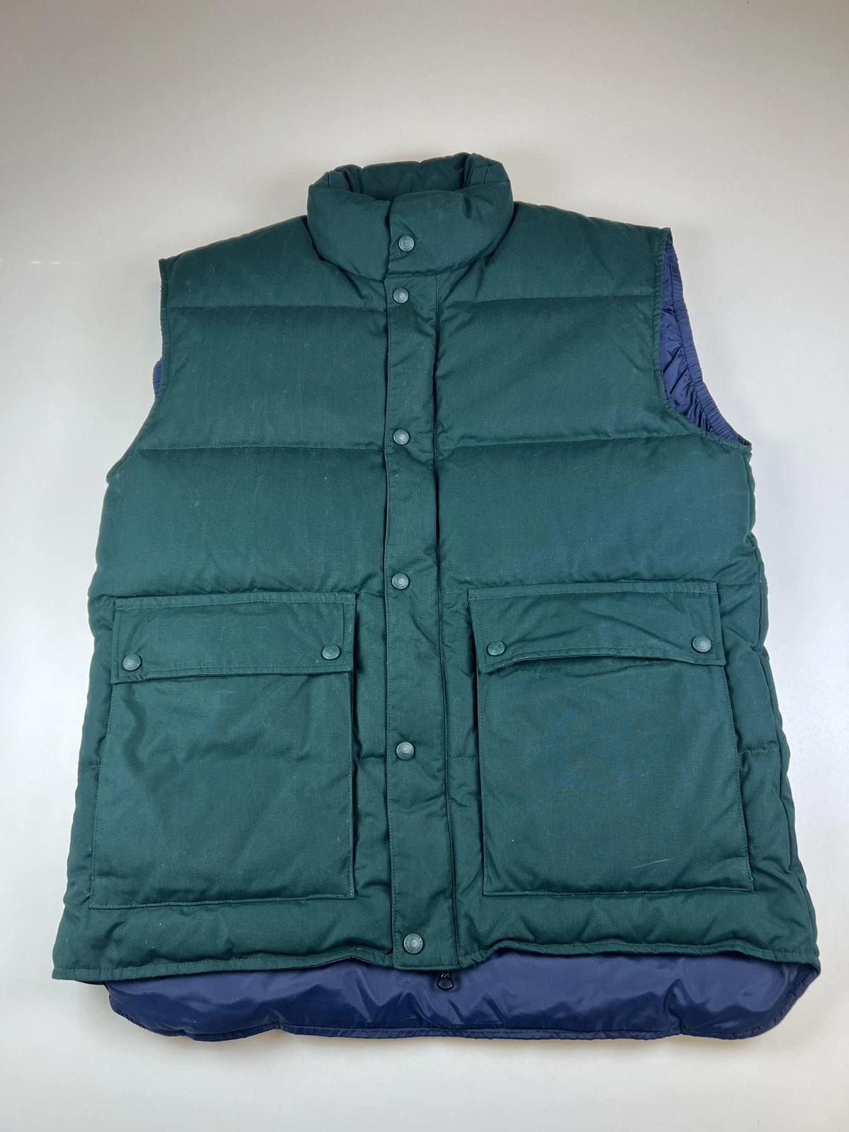 Eddie Bauer Vest Mens Medium Tall Green Down Puffer Insulated Outdoor Pockets