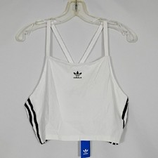 NWT Adidas White 3 S Crop Top Originals Black Trim Women's Size XL Athleisure