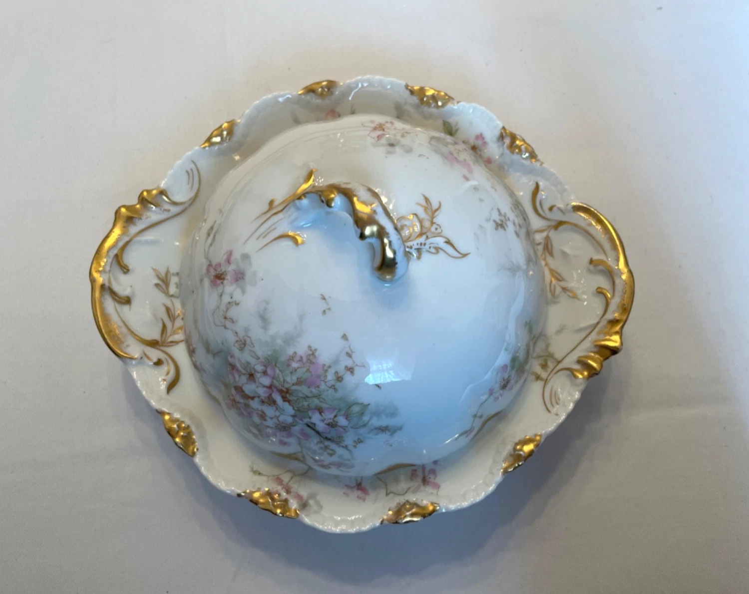 RARE Haviland Schleiger 146 Apple Blossom BUTTER DISH AND DOME w/ Strainer