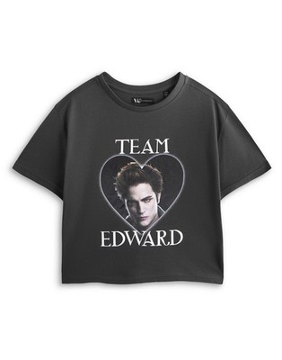 Twilight Grau Team Edward Crop Cropped Kurzärmeliges T-Shirt Frauen