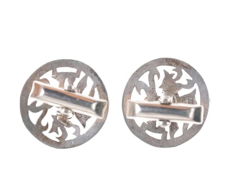 Gemelos vintage guatemaltecos 900 plata estilo maya - Imagen 3 de 3