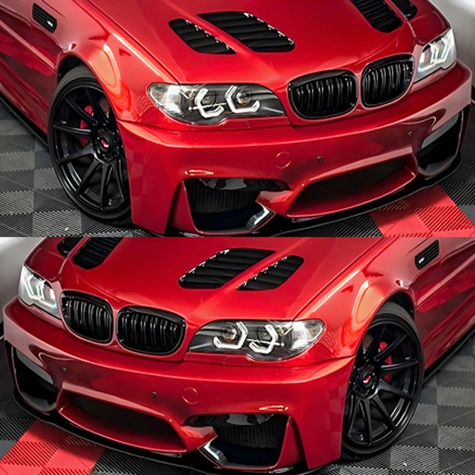 For 2003-06 BMW E46 Coupe 330Ci 325Ci LCI Gloss Black Front Kidney Grill Grille Foto 2 de 4