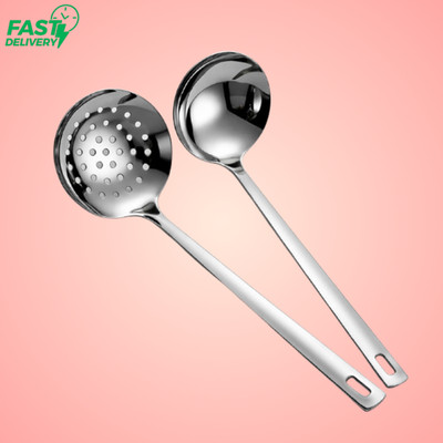 Slotted Spoons and Kitchen Ladle Spoon Set 2 Pcs, Stainless Steel Kitchen Spider