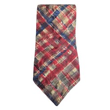 Henry Grethel Mens Red Blue Gold Plaid Paisley 100 Italian Silk Necktie 4 Inch