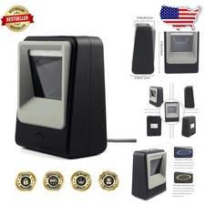 Automatic 2D QR Barcode Scanner, USB Plug-Play, Fast 200 Scans/s, Black ABS