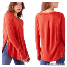 Free People We The Free Snowy Thermal Heatwave Orange NEW Size Small