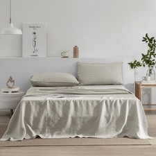 EVERLY Linen Sheets Set King Size,100 French Stonewash Pure Linen Bed Sheets...