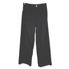 Maeve Anthropologie The Colette Wide Leg Pants Black Linen Blend Cropped Size 27