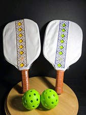  BRAND NEW Jonathan Adler Basketweave Pickleball Set