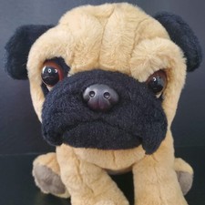 Wild Republic Tan Pug Plush 12" Dog Stuffed Animal Realistic Life Size