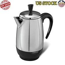 Stainless Steel Coffee Percolator 8-Cup Automatic Keep Warm Flavorful Brew New