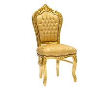 Poltrona Sedia FOGLIA oro tessuto DAMASCATO stile barocco GOLD CHAIR