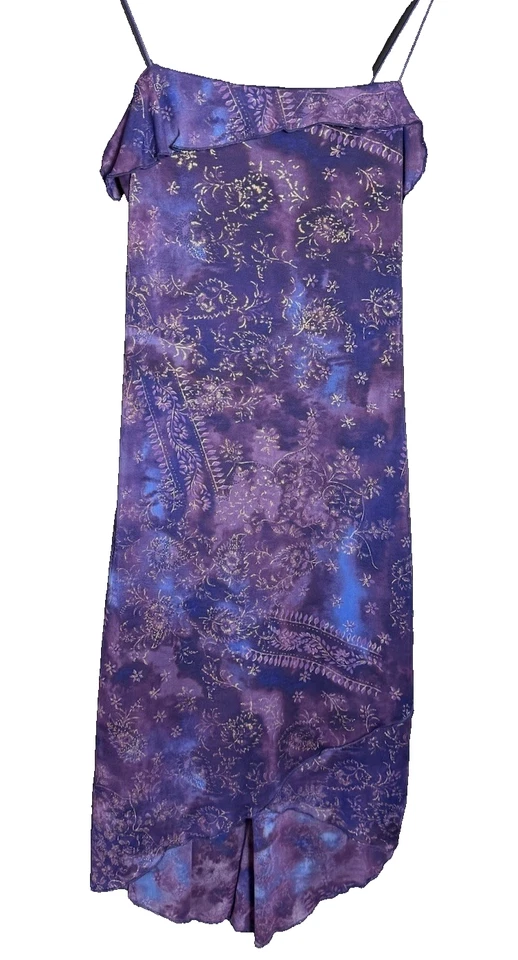 Vestido De Colección Años 90 Y2K Azul Púrpura Imperio Cintura Capricho Hoco Hada Asimétrico Foto 2 de 4