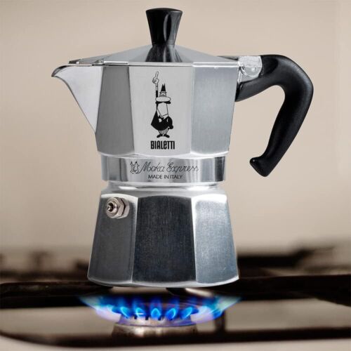 Bialetti Moka Pot 3 Cups Aluminium Espresso Maker Silver Classic Italian Coffee - Picture 3 of 7
