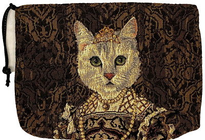 ELIZABETHAN KATZE B MIT TIARA, BELGISCHE TAPESTRY TASCHE TASCHE KOSMETIKTASCHE