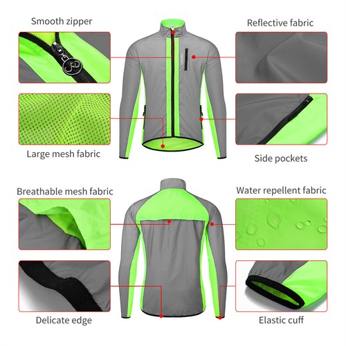 WOSAWE Men Women Windproof Waterproof Cycling Jacket Raincoat Reflective Outdoor - Picture 10 of 24