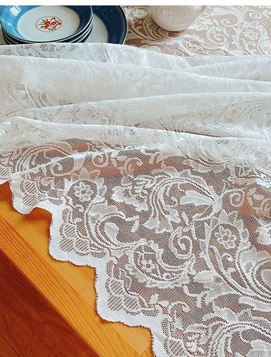 White Vintage Embroidered Lace Tablecloth Doily Dining Table Cover Wedding Party - Picture 8 of 12