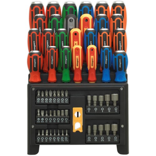 Sealey Hammer-Thru Screwdriver, Bit & Nut Driver Set 61pc Magnetized Tips - Picture 8 of 8