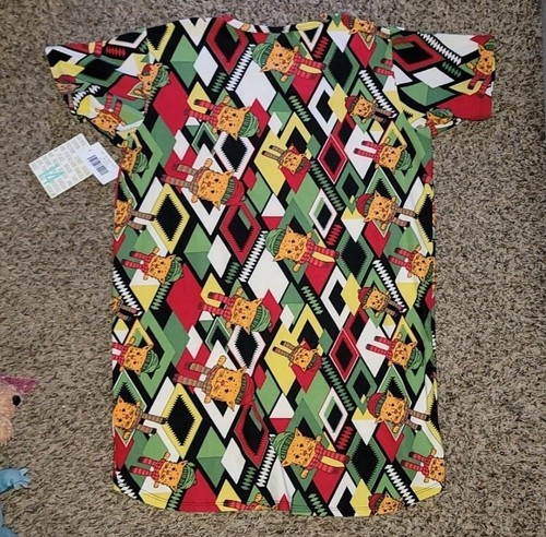 Lularoe Cat Shirt Girls top tunic Size 14 multicolored winter new b9 - Picture 3 of 3