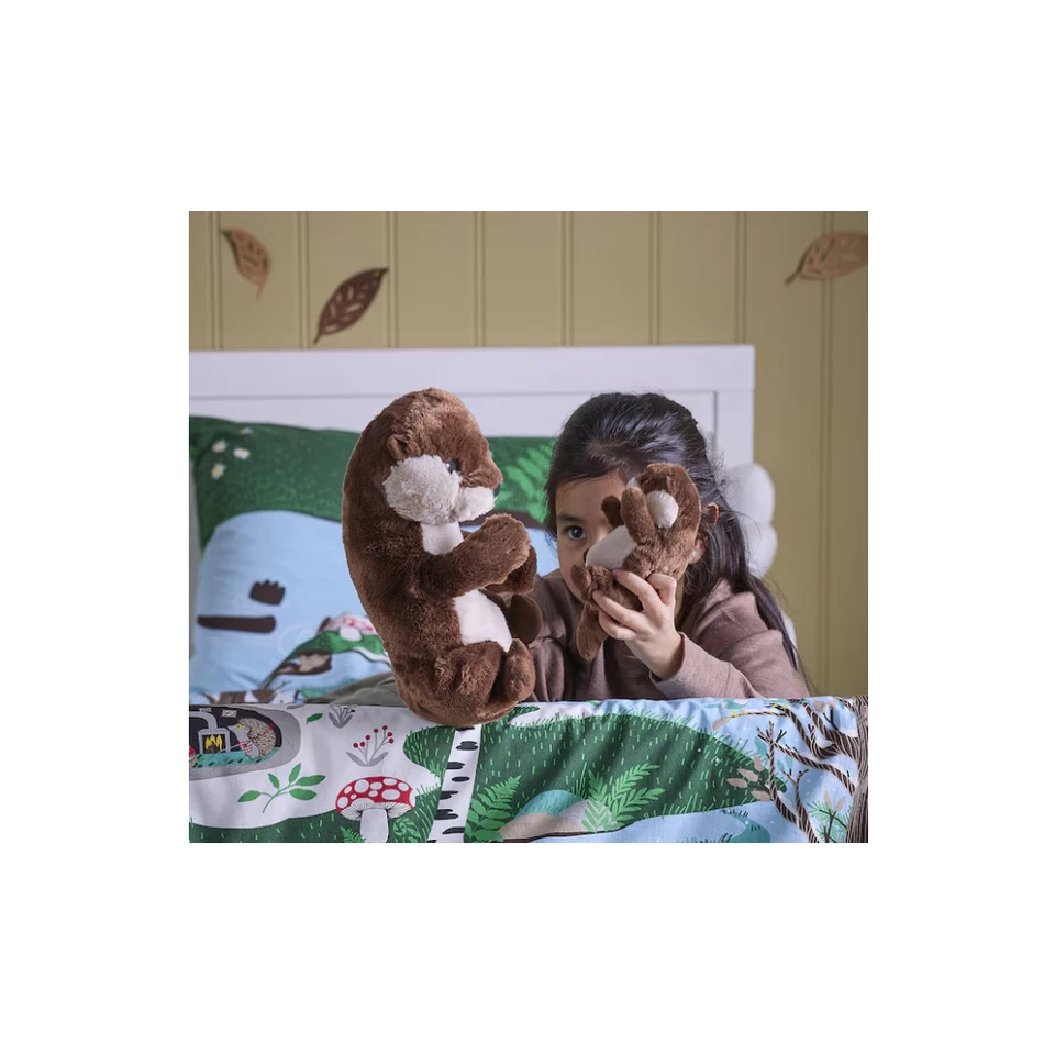 Muñeca de peluche Ikea Otter madre y bebé juguete niños marrón suave 17" regalo Foto 4 de 4