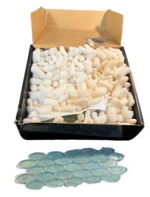 Box of 12 Malibu Turquoise Pebble 11  x 11.50  for Interior Dry Walls, Floors
