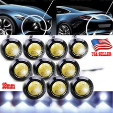 10x White 18mm Eagle Eye LED DRL Daytime Running Under body Backup lights Black 